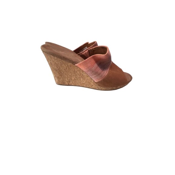Toms Womens Pink & Brown Open Toe Cork Wedge Sandals Size 11 Pre-Owned - Picture 3 of 8